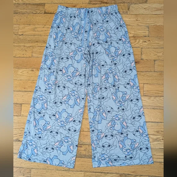 EUC Disney Stitch Print Wide Leg Pajama Pants *A10 - Picture 1 of 3